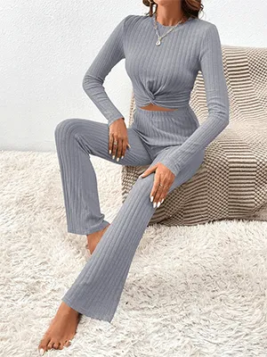 Ribbed Knit Pajama Set