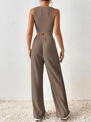 Ribbed Knit Pajama Set