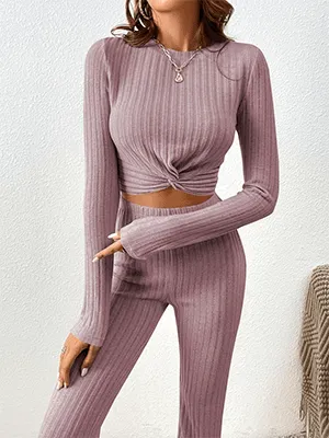 Ribbed Knit Pajama Set