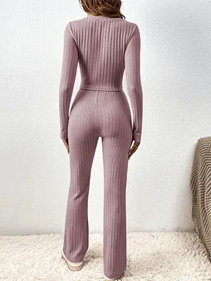 Ribbed Knit Pajama Set