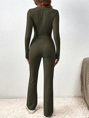 Ribbed Knit Pajama Set