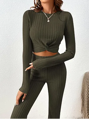 Ribbed Knit Pajama Set