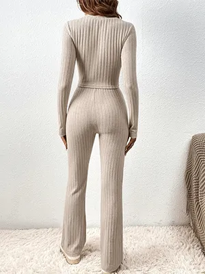 Ribbed Knit Pajama Set