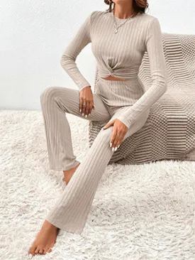 Ribbed Knit Pajama Set