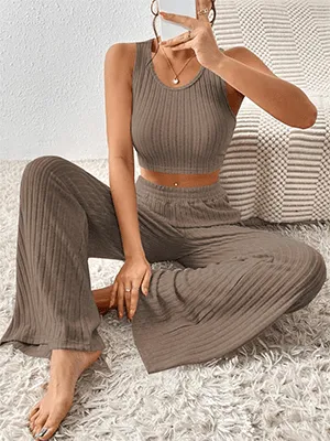 Ribbed Knit Pajama Set