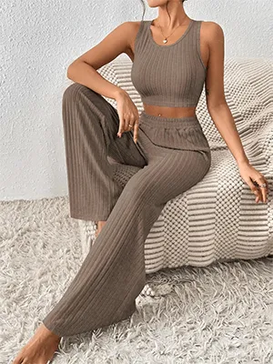 Ribbed Knit Pajama Set