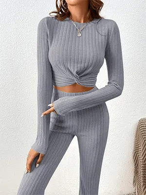 Ribbed Knit Pajama Set