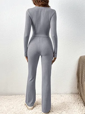 Ribbed Knit Pajama Set