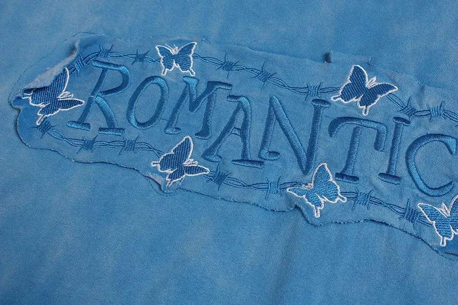 'Romantic' Embroidered Cotton T-Shirt