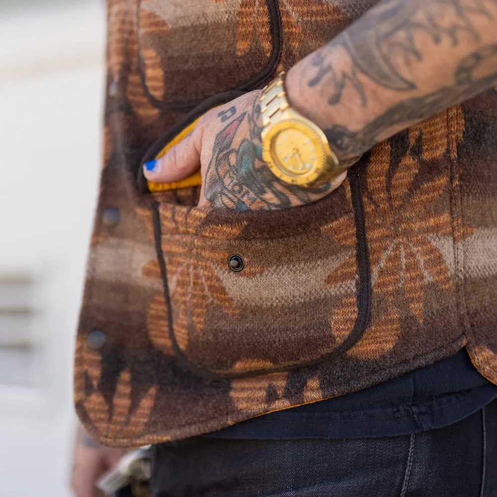 RRL Wool-Cashmere Snap-Front Sweater Vest Brown Multi