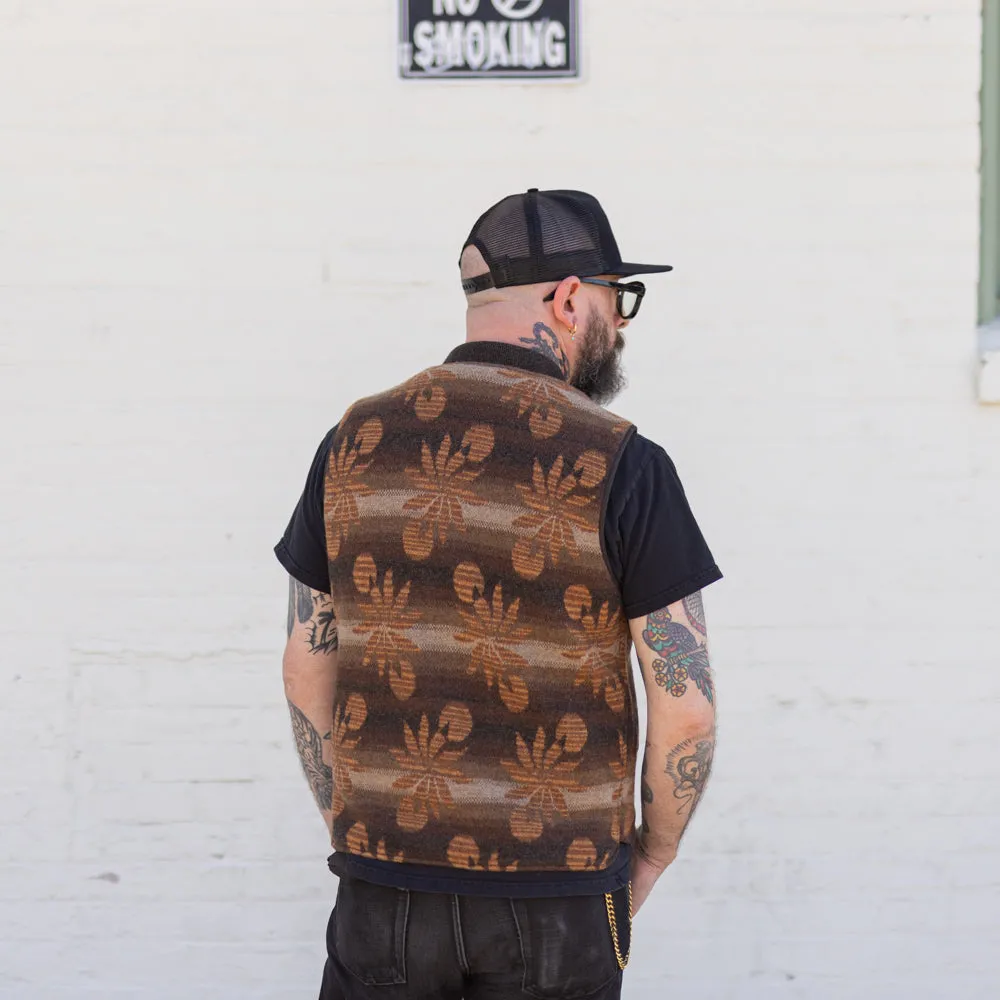 RRL Wool-Cashmere Snap-Front Sweater Vest Brown Multi