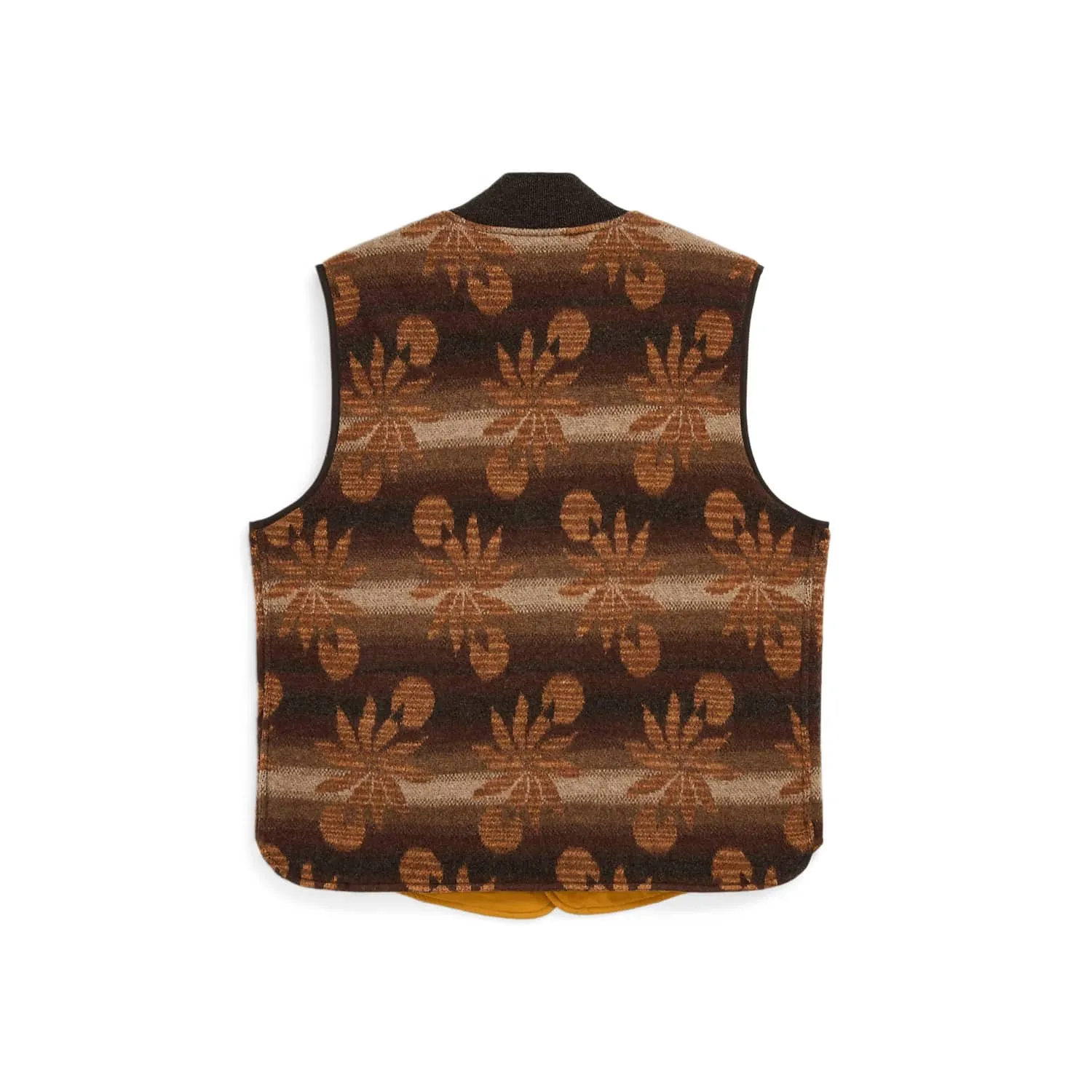 RRL Wool-Cashmere Snap-Front Sweater Vest Brown Multi