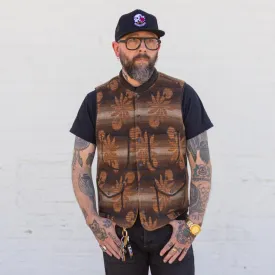 RRL Wool-Cashmere Snap-Front Sweater Vest Brown Multi