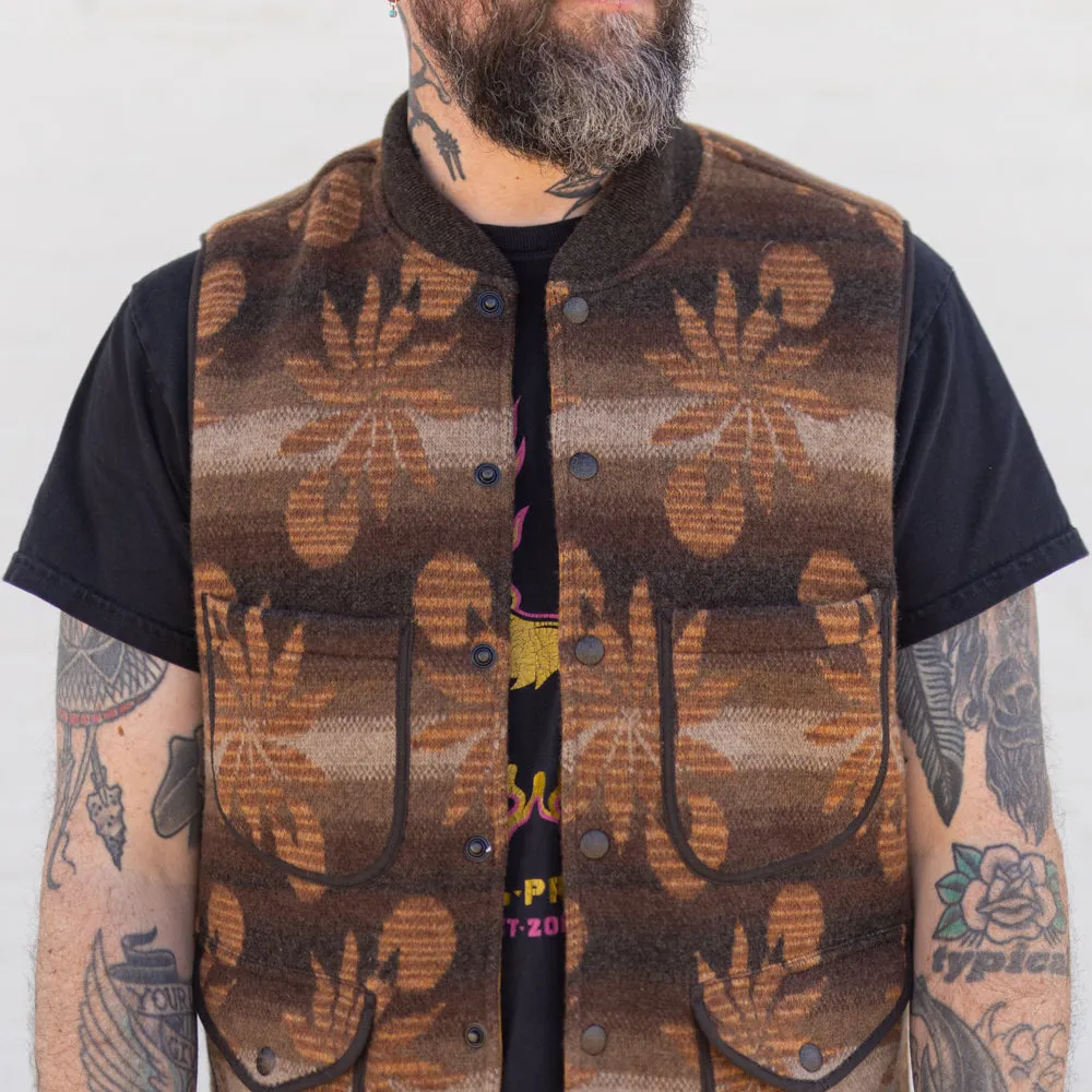 RRL Wool-Cashmere Snap-Front Sweater Vest Brown Multi
