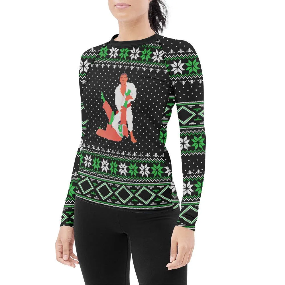 Santa Christmas Woman Long Sleeve Rash Guard