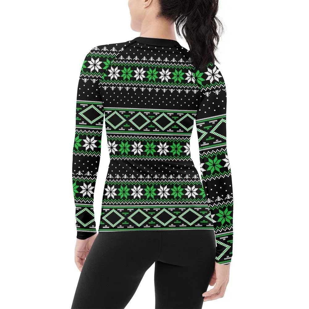 Santa Christmas Woman Long Sleeve Rash Guard