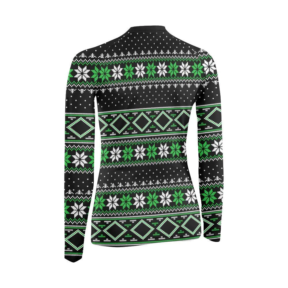 Santa Christmas Woman Long Sleeve Rash Guard