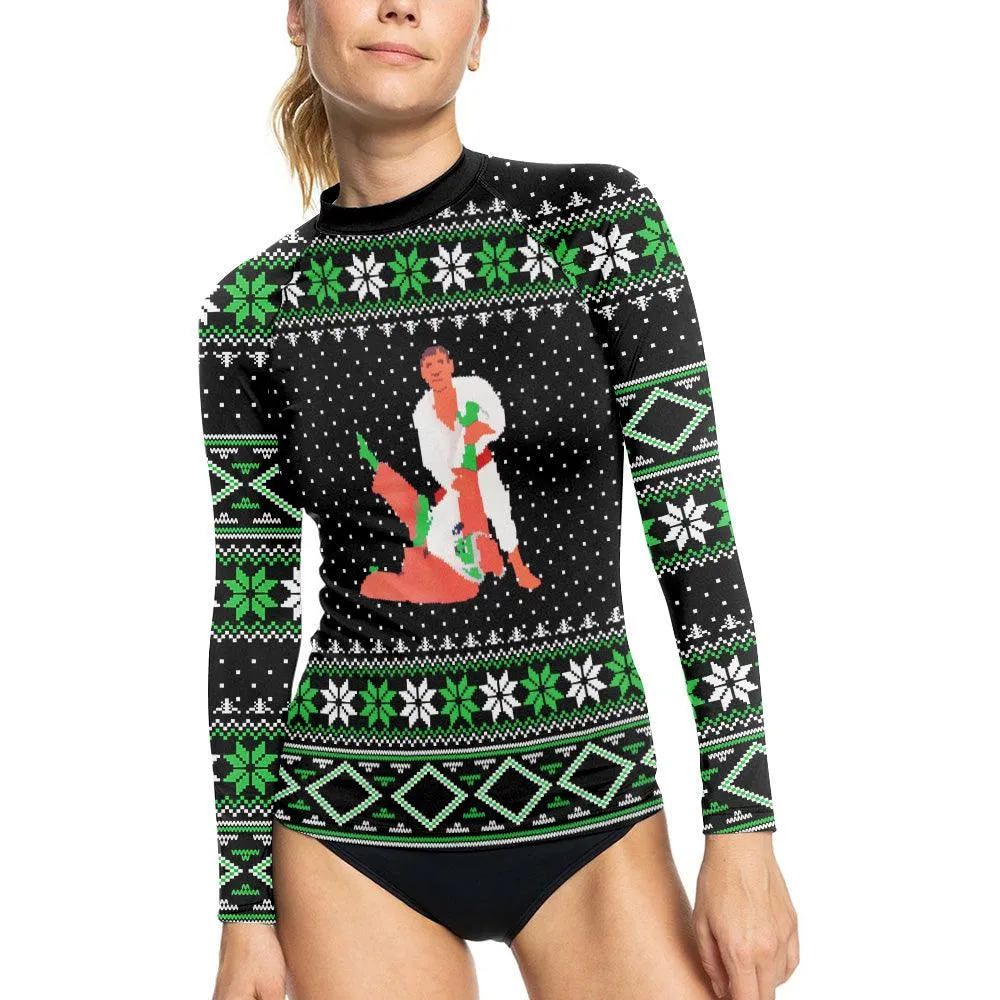 Santa Christmas Woman Long Sleeve Rash Guard