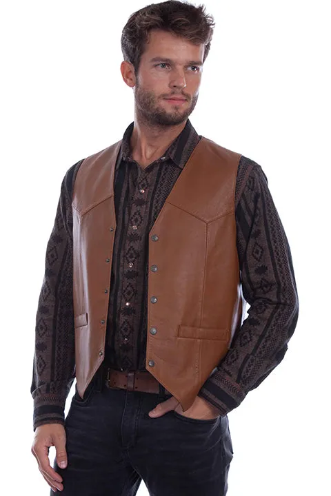 Scully Men's Lamb Vest In Saddle Tan