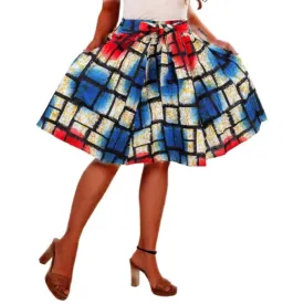 Short Printed Flared Skirt One Size Fits S to 3 XL