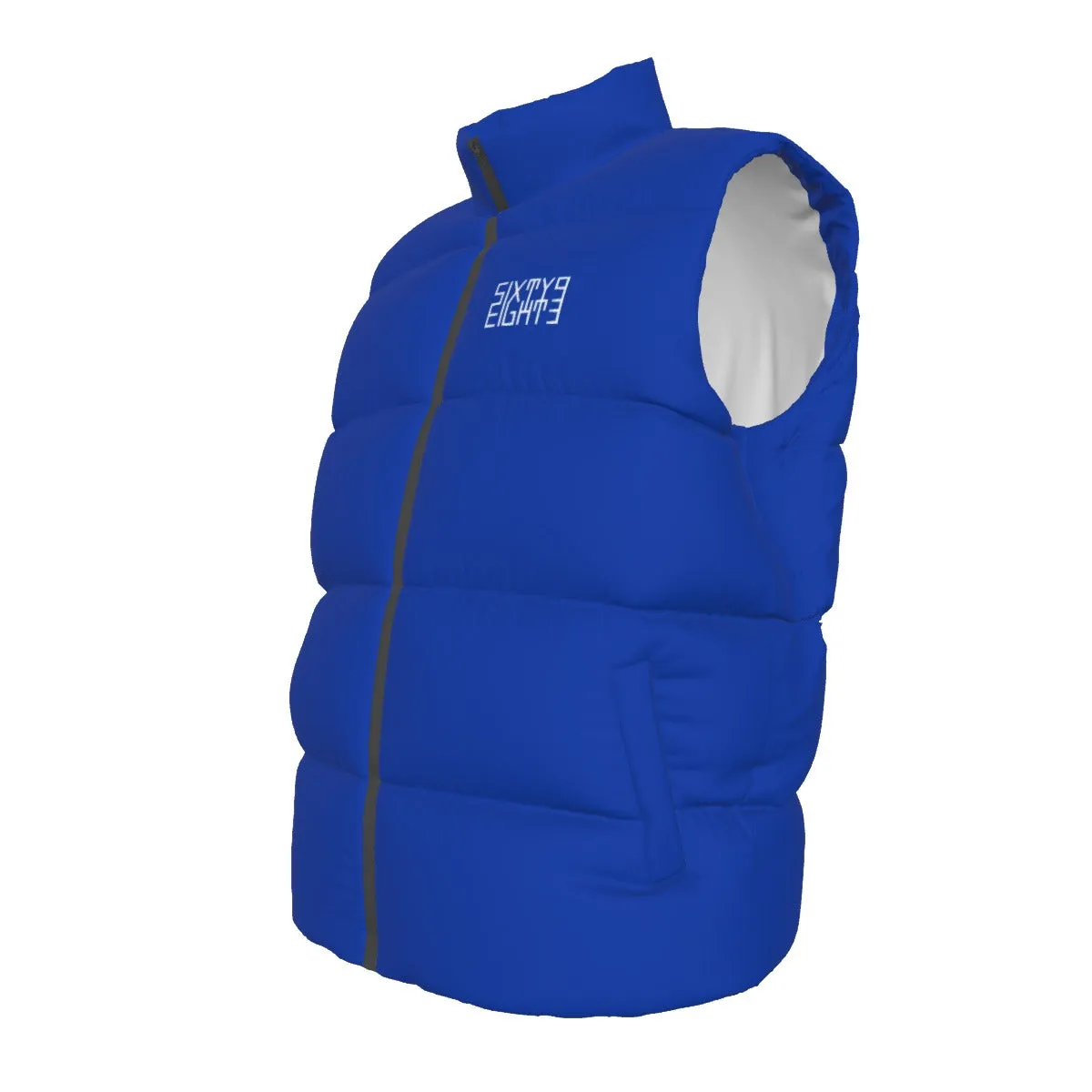 Sixty Eight 93 Logo White Blue Unisex Puffer Vest