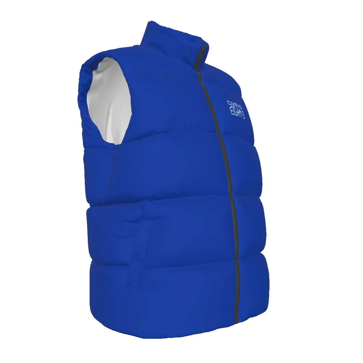 Sixty Eight 93 Logo White Blue Unisex Puffer Vest