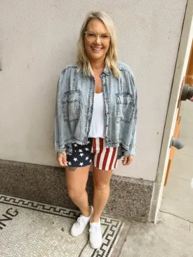 Snow Washed Button Down Top
