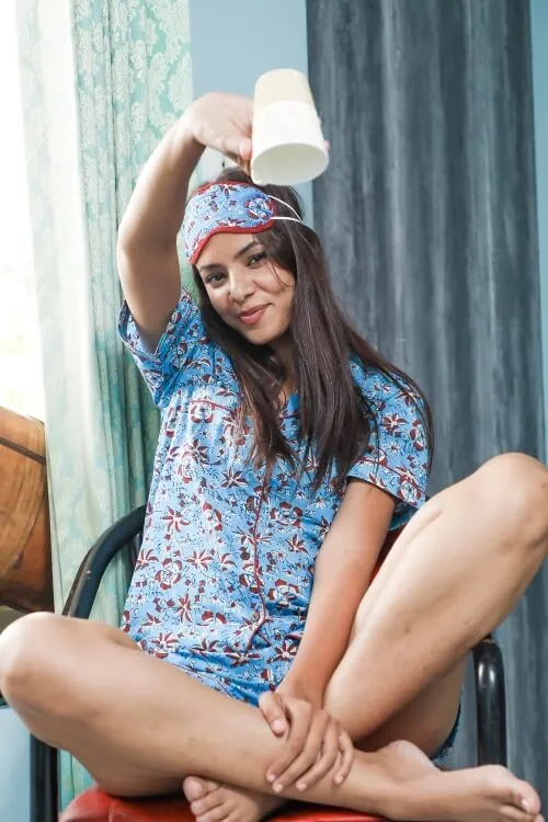 Sootisyahi 'Under The Sky' Hand Printed Cotton Night Suit
