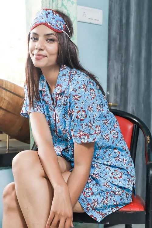 Sootisyahi 'Under The Sky' Hand Printed Cotton Night Suit