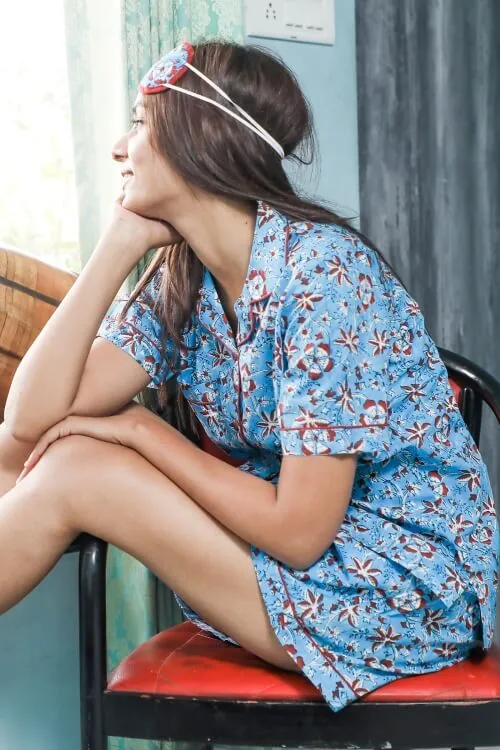 Sootisyahi 'Under The Sky' Hand Printed Cotton Night Suit