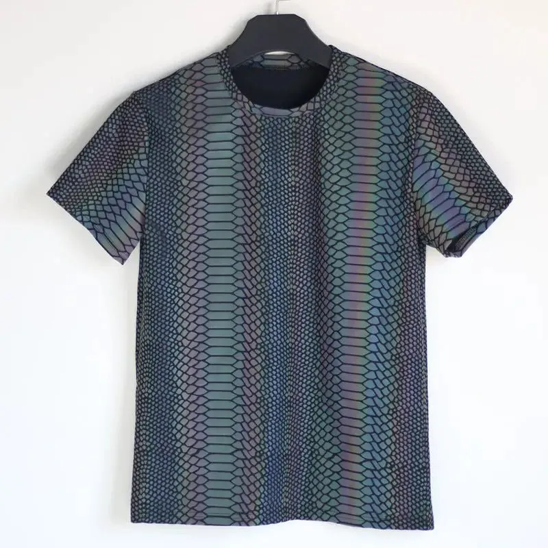 Stretch Snake Print Reflective T-Shirt with Safety Reflective Elements in 5 Sizes