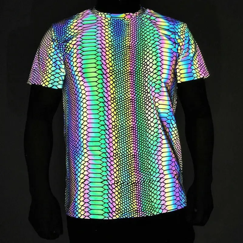 Stretch Snake Print Reflective T-Shirt with Safety Reflective Elements in 5 Sizes