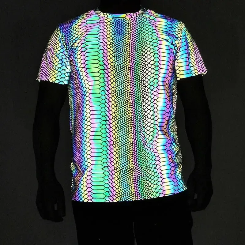 Stretch Snake Print Reflective T-Shirt with Safety Reflective Elements in 5 Sizes