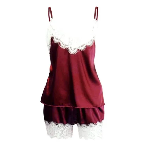 Summer Sexy Ladies' Sleeveless Lace Spaghetti Strap Pajamas