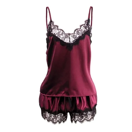 Summer Sexy Ladies' Sleeveless Lace Spaghetti Strap Pajamas