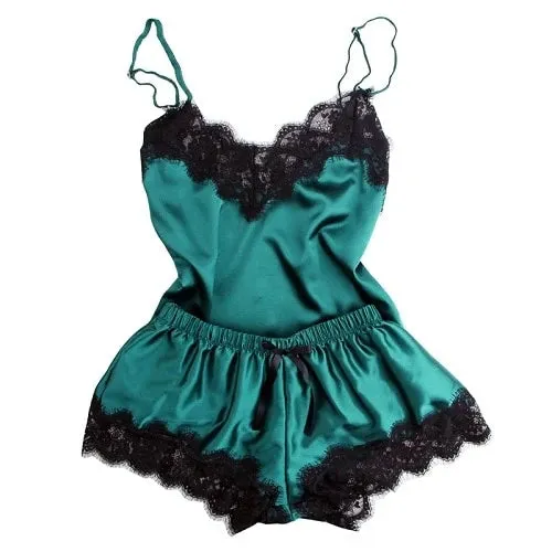 Summer Sexy Ladies' Sleeveless Lace Spaghetti Strap Pajamas