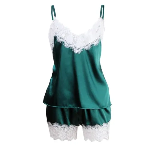 Summer Sexy Ladies' Sleeveless Lace Spaghetti Strap Pajamas