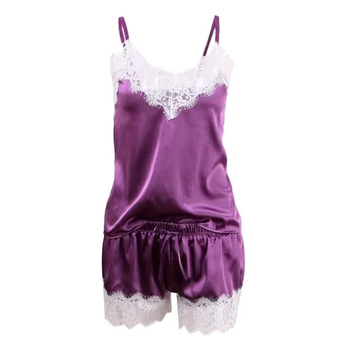 Summer Sexy Ladies' Sleeveless Lace Spaghetti Strap Pajamas