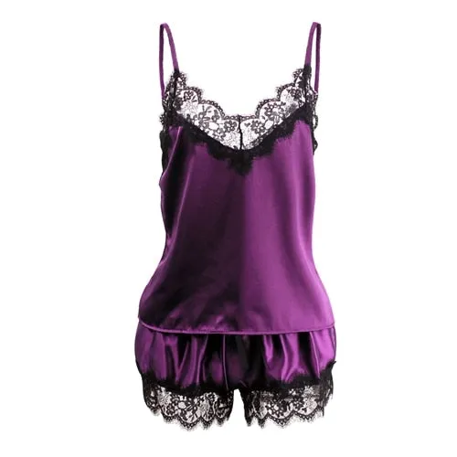 Summer Sexy Ladies' Sleeveless Lace Spaghetti Strap Pajamas