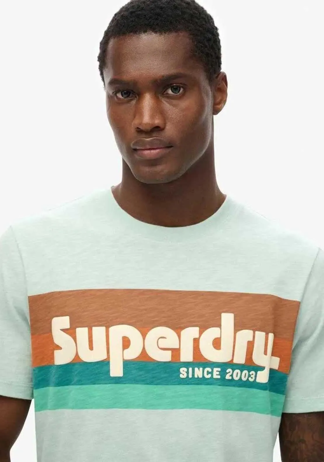 Superdry Terrain Logo Stripe Relaxed T-Shirt - Harbour Grey Slub