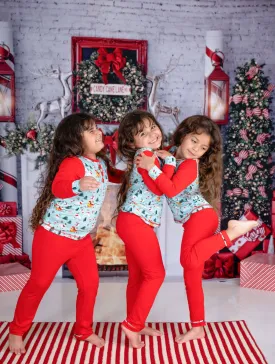 Toddler Girls Dark Santa Pajamas