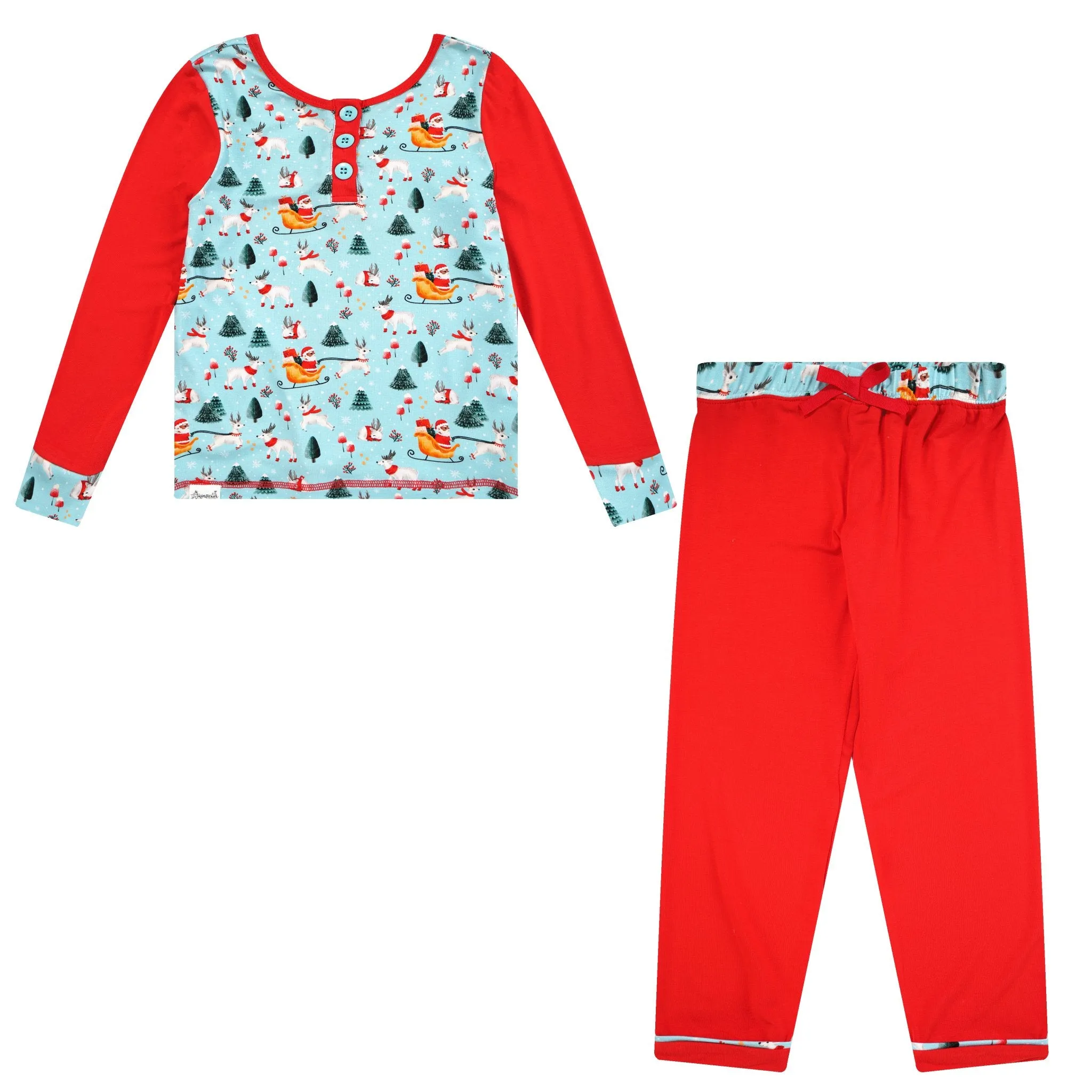 Toddler Girls Dark Santa Pajamas
