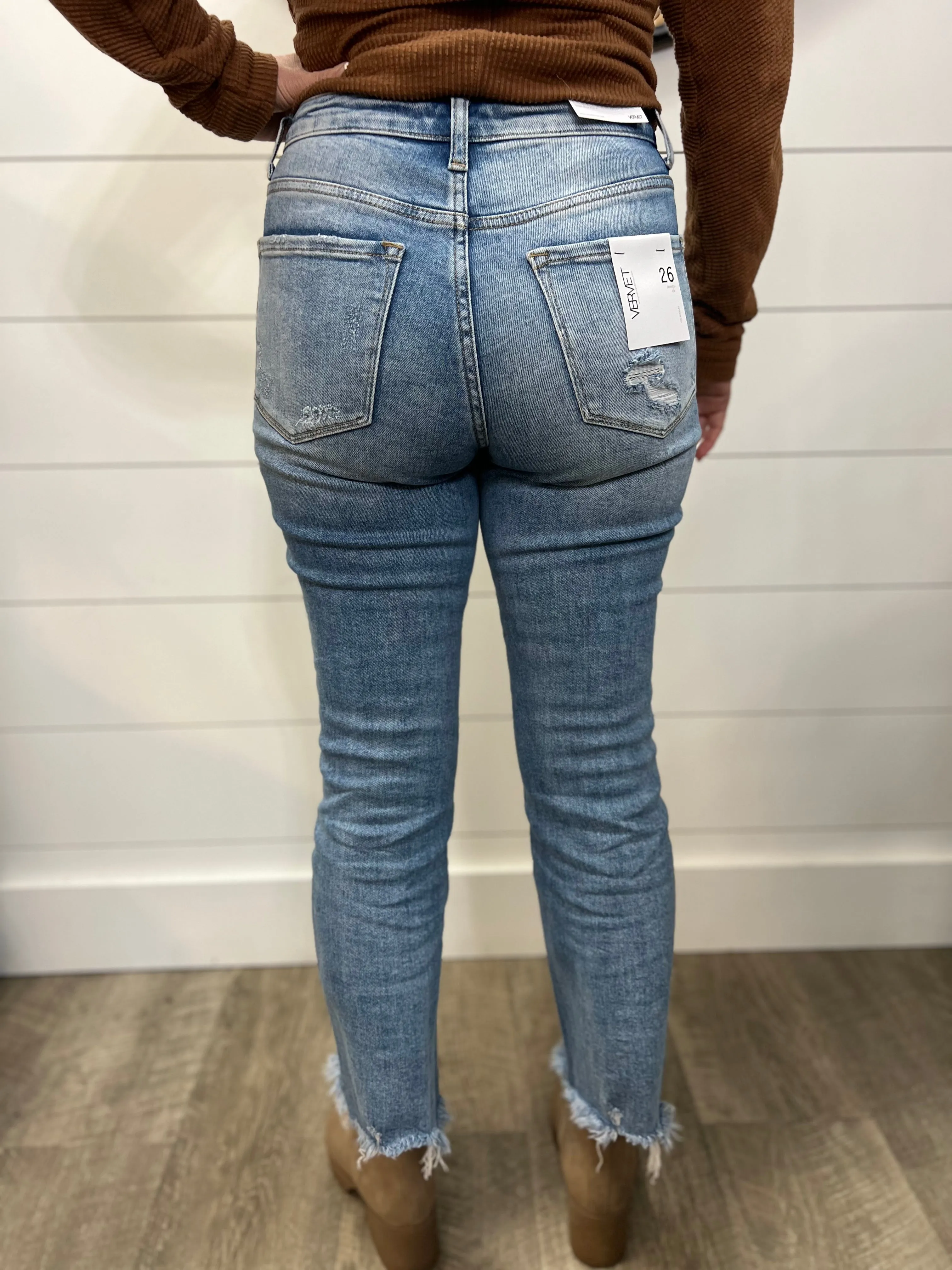 Vervet Raw Hem Straight Cut Jeans