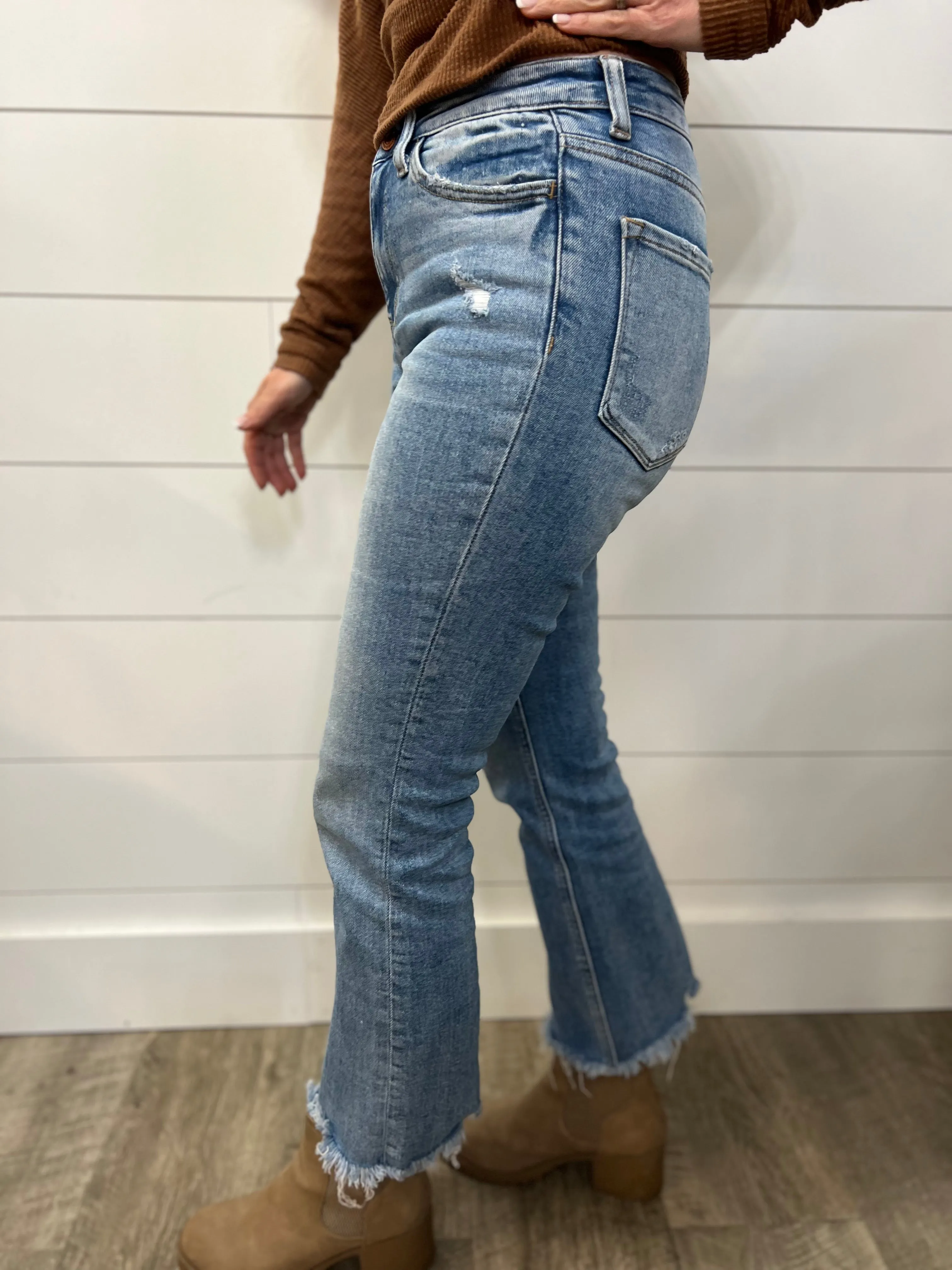 Vervet Raw Hem Straight Cut Jeans