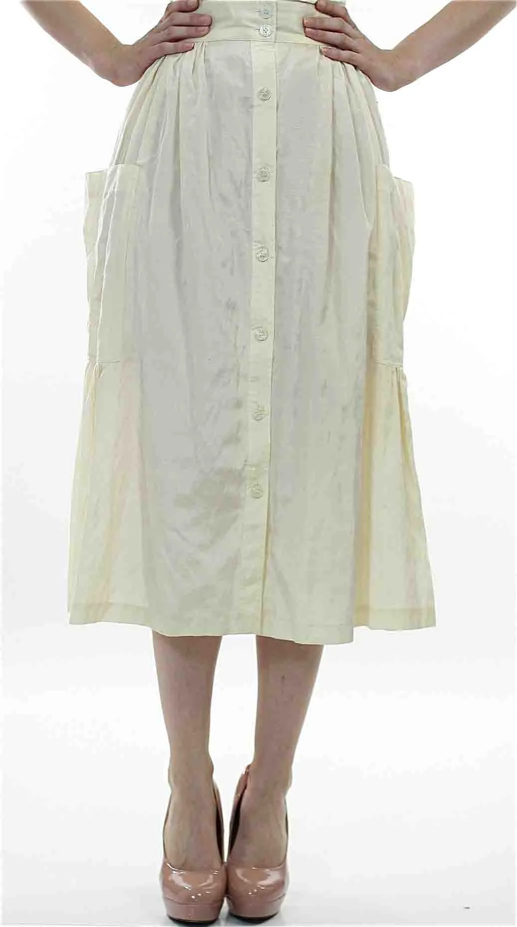 Vintage 80s  Boho white pleated party maxi skirt