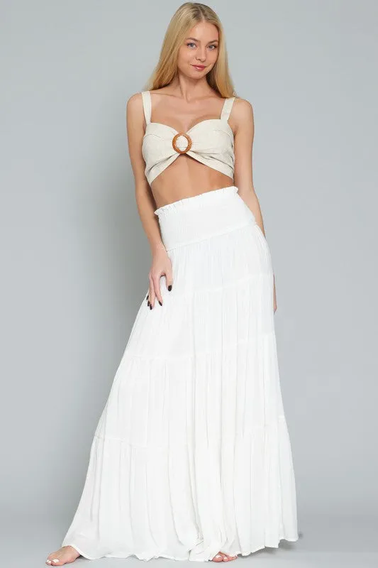 Waitlist 2/24 ♥ Sema Smocked High Waist Maxi Skirt White