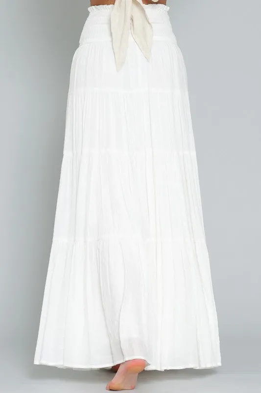 Waitlist 2/24 ♥ Sema Smocked High Waist Maxi Skirt White