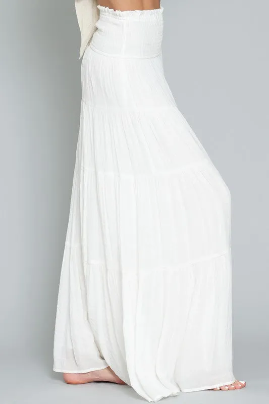 Waitlist 2/24 ♥ Sema Smocked High Waist Maxi Skirt White