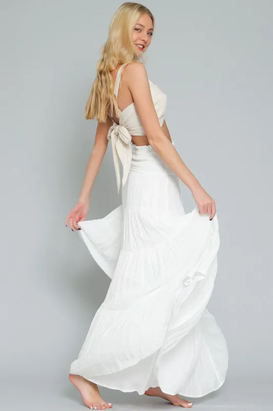 Waitlist 2/24 ♥ Sema Smocked High Waist Maxi Skirt White