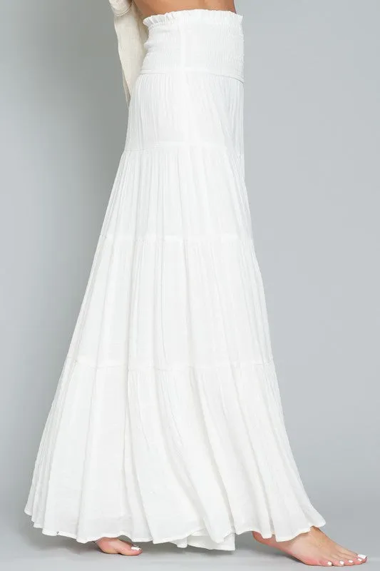 Waitlist 2/24 ♥ Sema Smocked High Waist Maxi Skirt White
